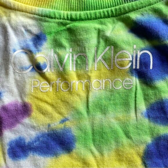 Calvin Klein Rainbow Crop Top Tie Dye Athleisure XS Oversized - Picture 8 of 12